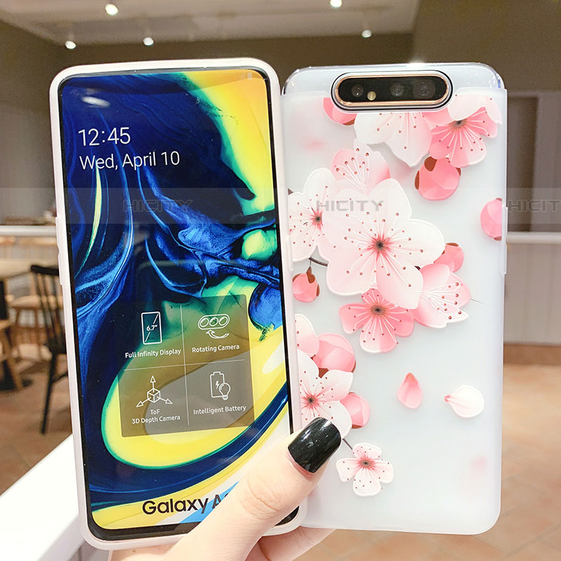 Coque Silicone Fleurs Souple Couleur Unie Etui Housse S04 pour Samsung Galaxy A90 4G Plus