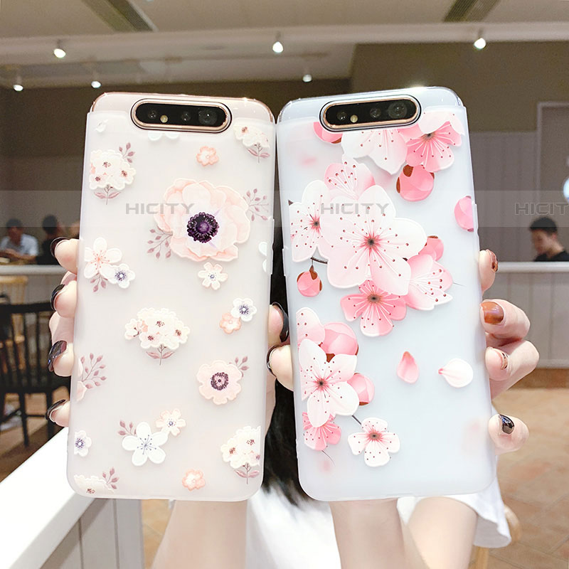 Coque Silicone Fleurs Souple Couleur Unie Etui Housse S04 pour Samsung Galaxy A90 4G Plus