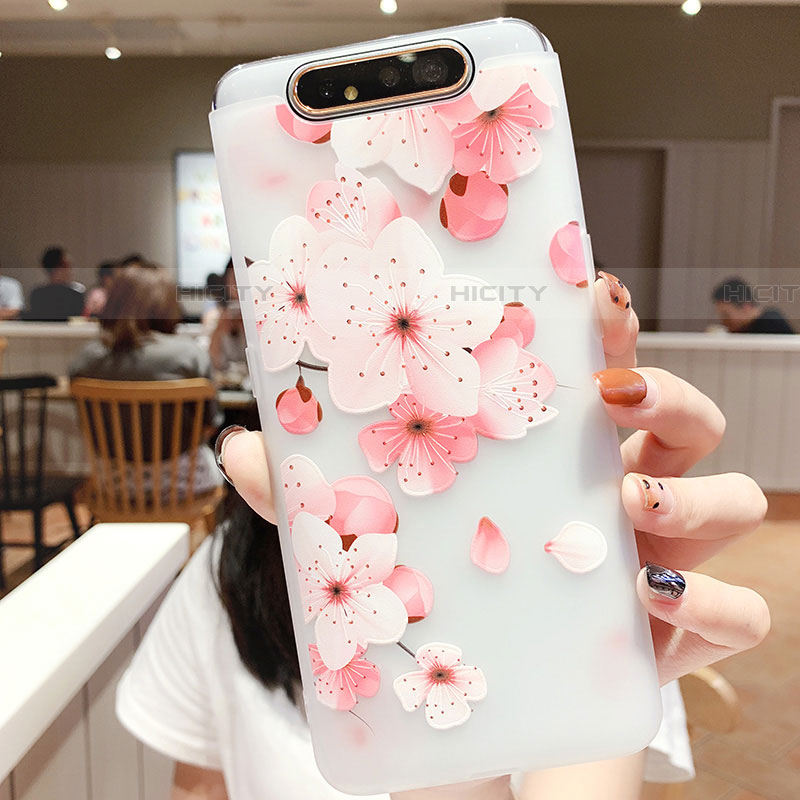 Coque Silicone Fleurs Souple Couleur Unie Etui Housse S04 pour Samsung Galaxy A90 4G Plus