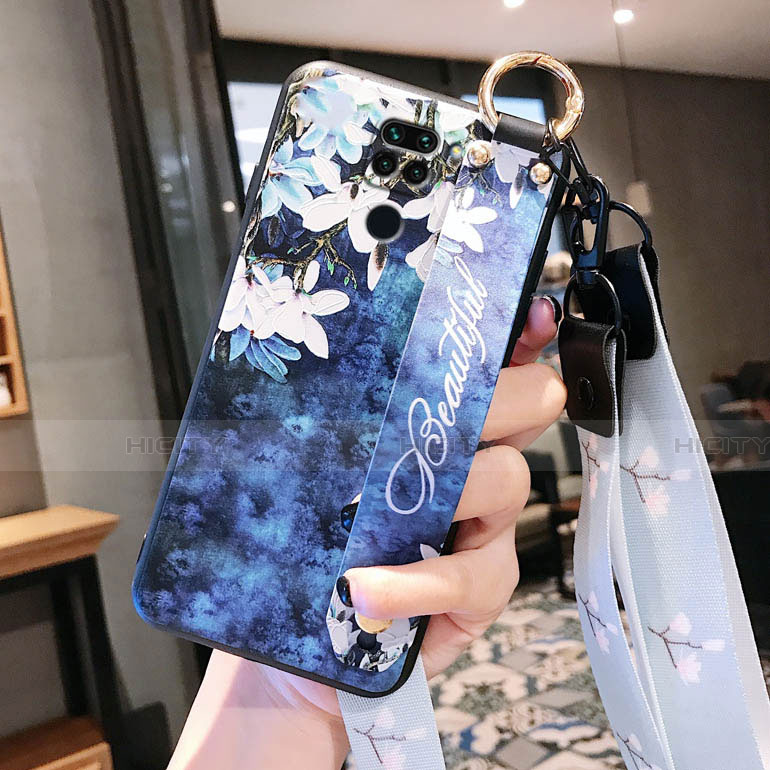 Coque Silicone Fleurs Souple Couleur Unie Etui Housse S04 pour Xiaomi Redmi Note 9 Bleu Plus