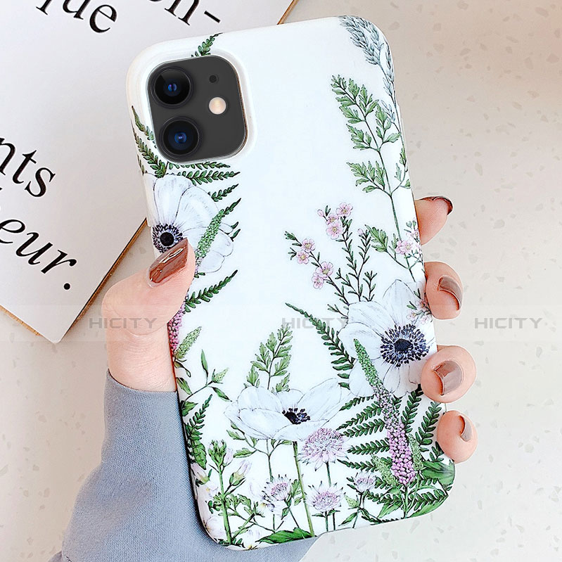 Coque Silicone Fleurs Souple Couleur Unie Etui Housse S05 pour Apple iPhone 11 Vert Plus