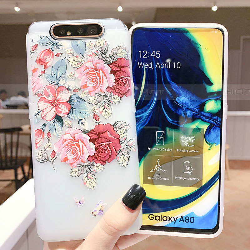 Coque Silicone Fleurs Souple Couleur Unie Etui Housse S05 pour Samsung Galaxy A90 4G Plus