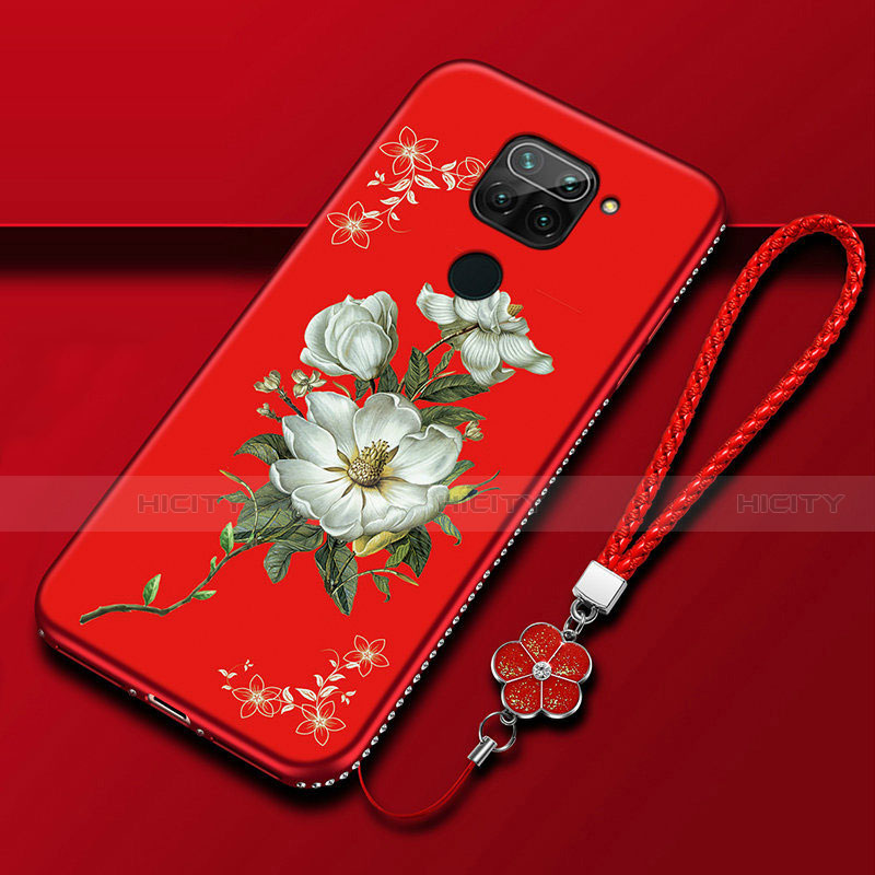 Coque Silicone Fleurs Souple Couleur Unie Etui Housse S05 pour Xiaomi Redmi Note 9 Rouge Plus