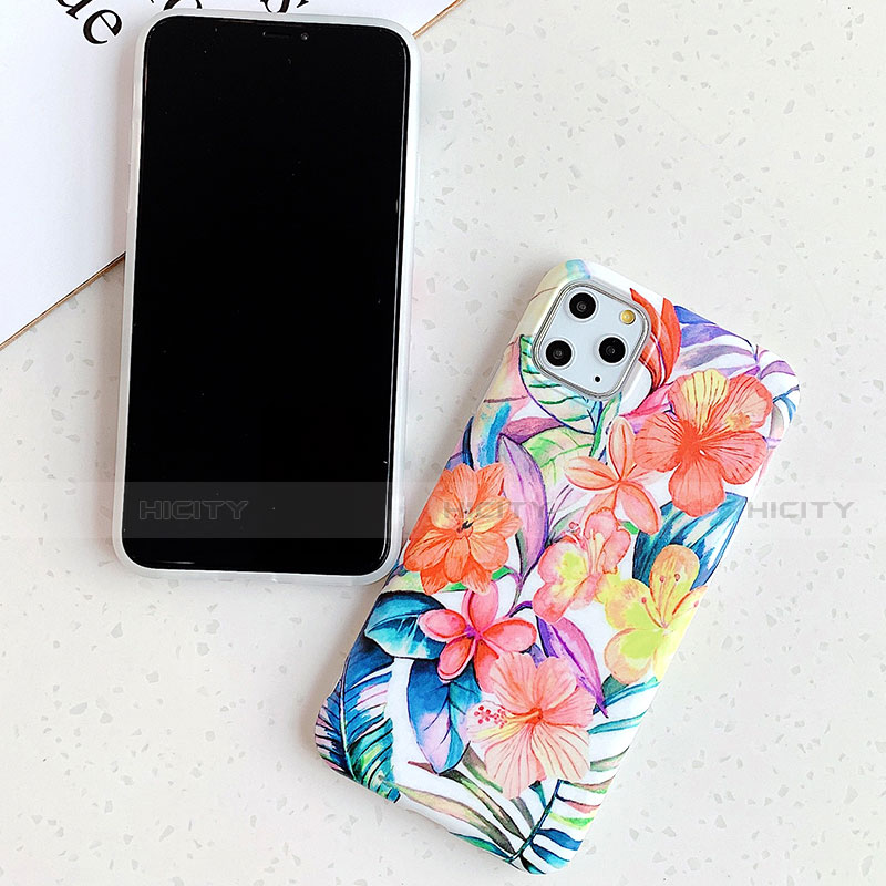 Coque Silicone Fleurs Souple Couleur Unie Etui Housse S06 pour Apple iPhone 11 Pro Plus