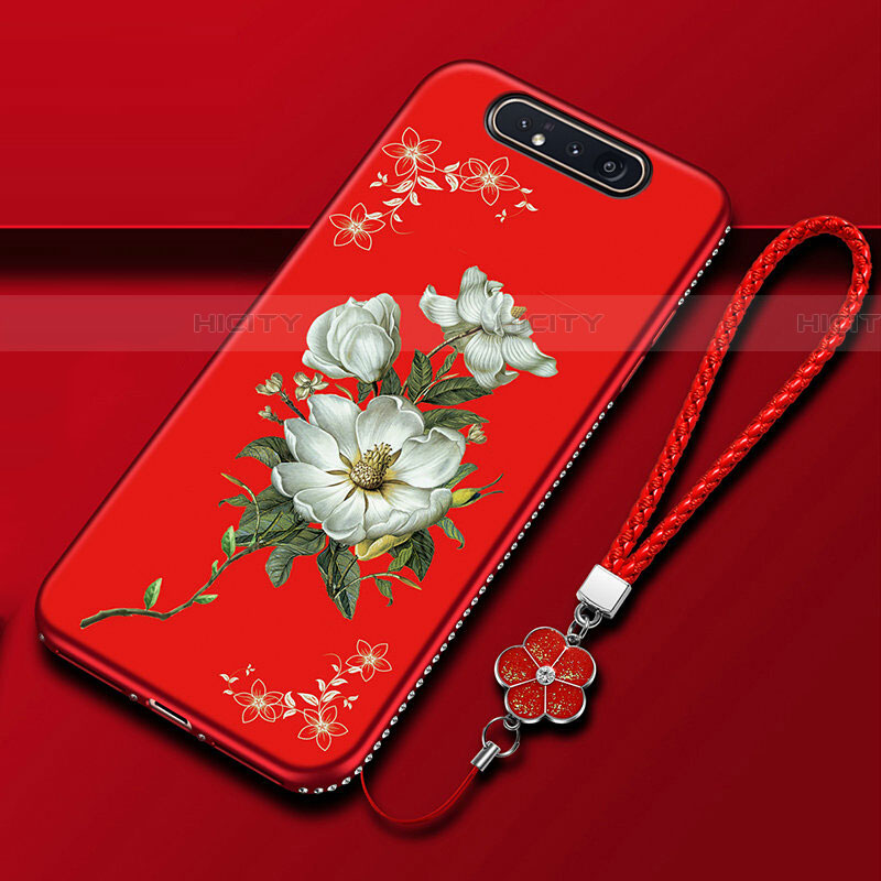 Coque Silicone Fleurs Souple Couleur Unie Etui Housse S06 pour Samsung Galaxy A80 Plus