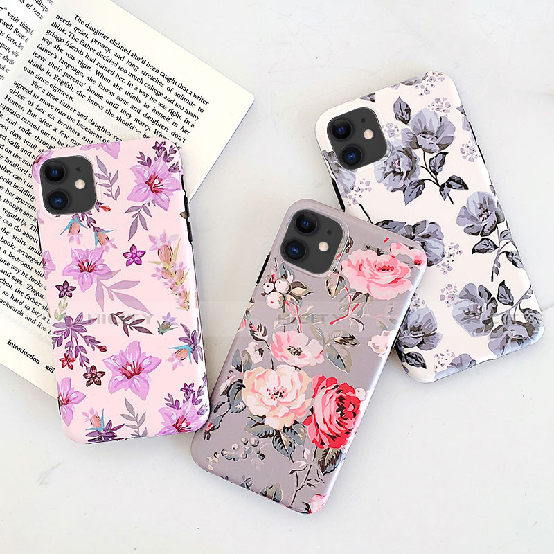 Coque Silicone Fleurs Souple Couleur Unie Etui Housse S07 pour Apple iPhone 11 Plus