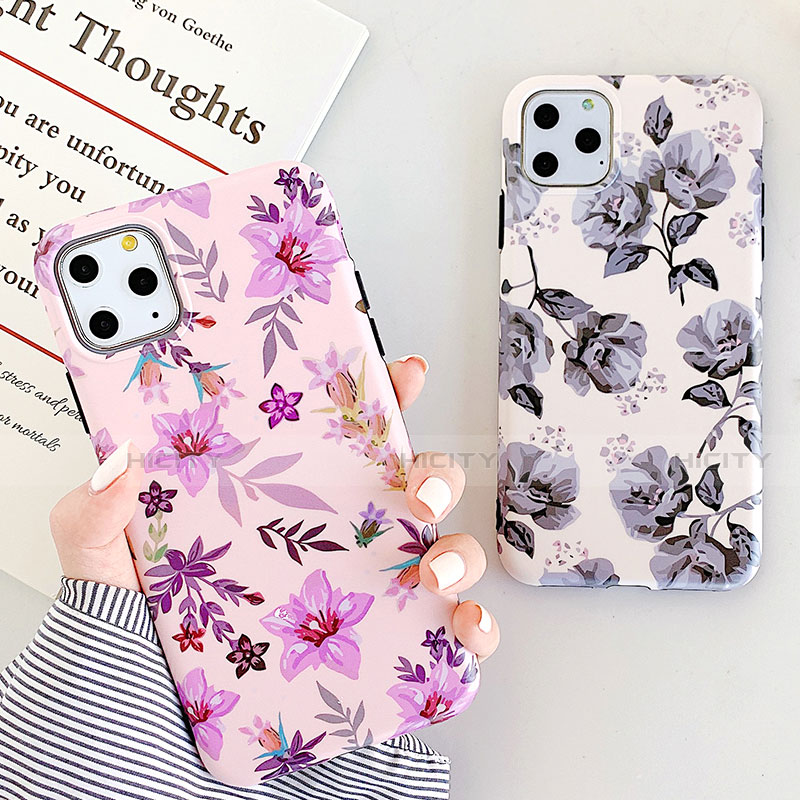 Coque Silicone Fleurs Souple Couleur Unie Etui Housse S07 pour Apple iPhone 11 Pro Max Plus