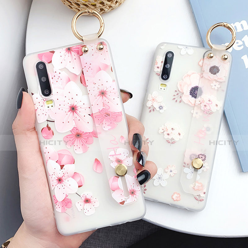 Coque Silicone Fleurs Souple Couleur Unie Etui Housse S07 pour Huawei P30 Plus