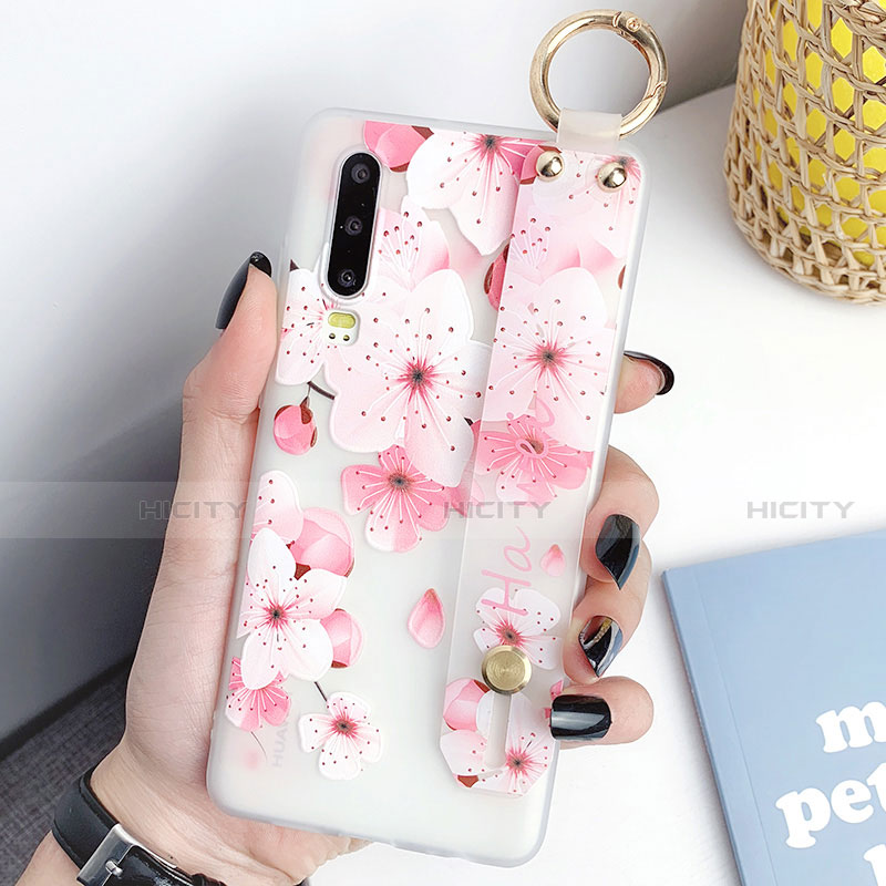 Coque Silicone Fleurs Souple Couleur Unie Etui Housse S07 pour Huawei P30 Plus