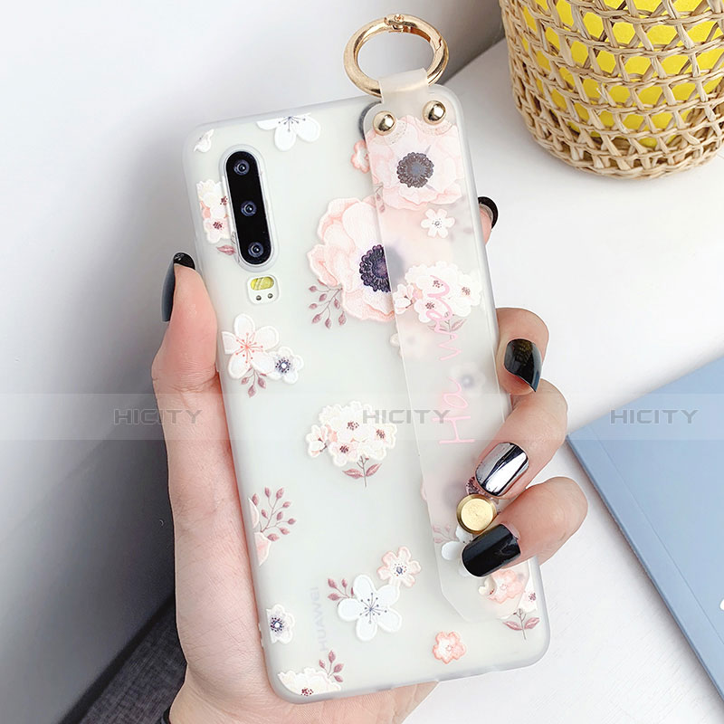 Coque Silicone Fleurs Souple Couleur Unie Etui Housse S07 pour Huawei P30 Plus