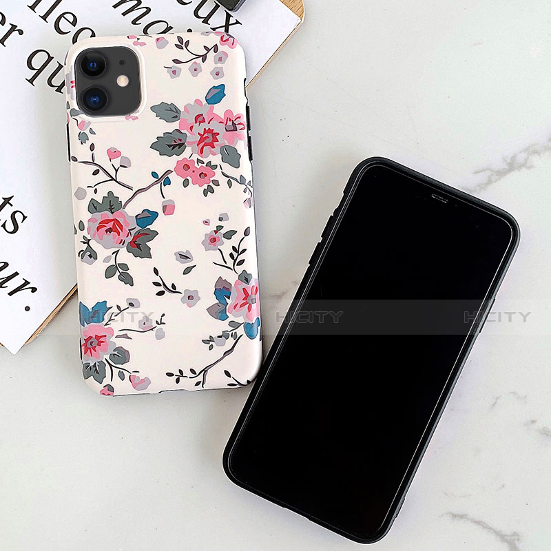 Coque Silicone Fleurs Souple Couleur Unie Etui Housse S08 pour Apple iPhone 11 Plus