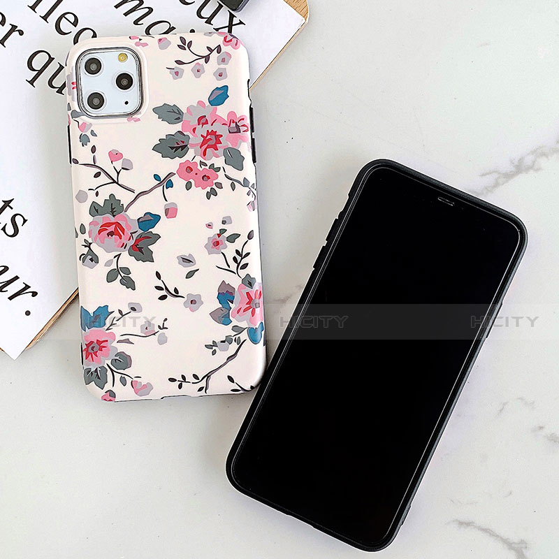 Coque Silicone Fleurs Souple Couleur Unie Etui Housse S08 pour Apple iPhone 11 Pro Plus