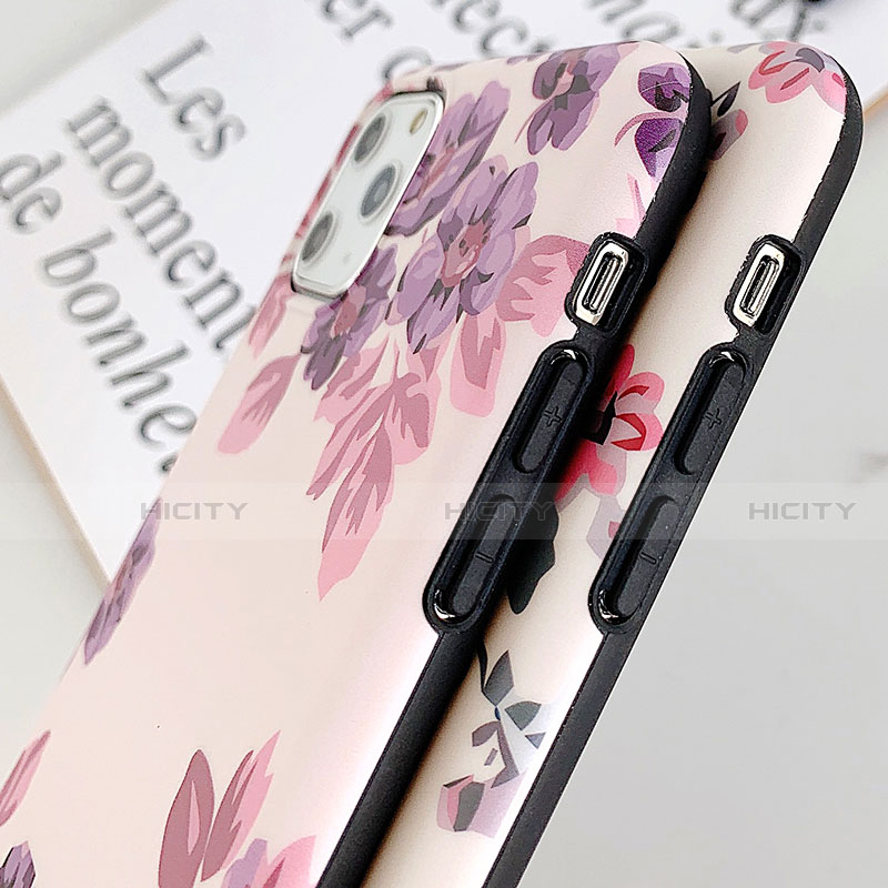 Coque Silicone Fleurs Souple Couleur Unie Etui Housse S08 pour Apple iPhone 11 Pro Plus