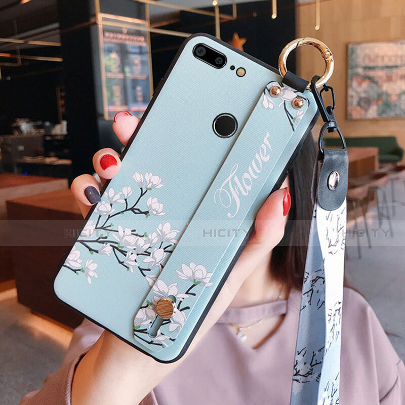 Coque Silicone Fleurs Souple Couleur Unie pour Huawei Honor 9 Lite Cyan Plus