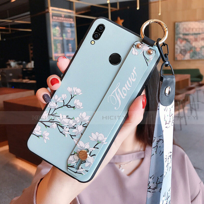 Coque Silicone Fleurs Souple Couleur Unie pour Huawei Honor V10 Lite Cyan Plus