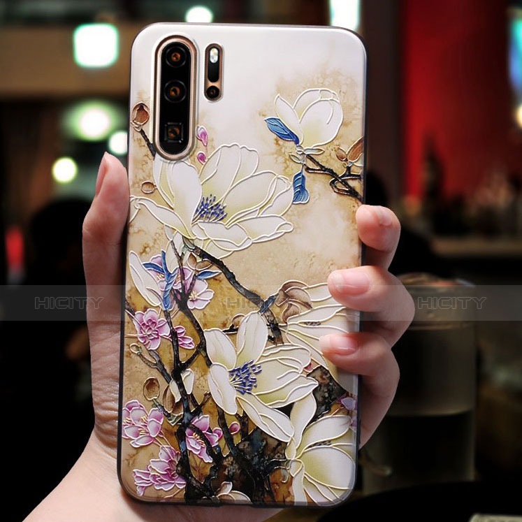 Coque Silicone Fleurs Souple Couleur Unie pour Huawei P30 Pro Mixte Plus