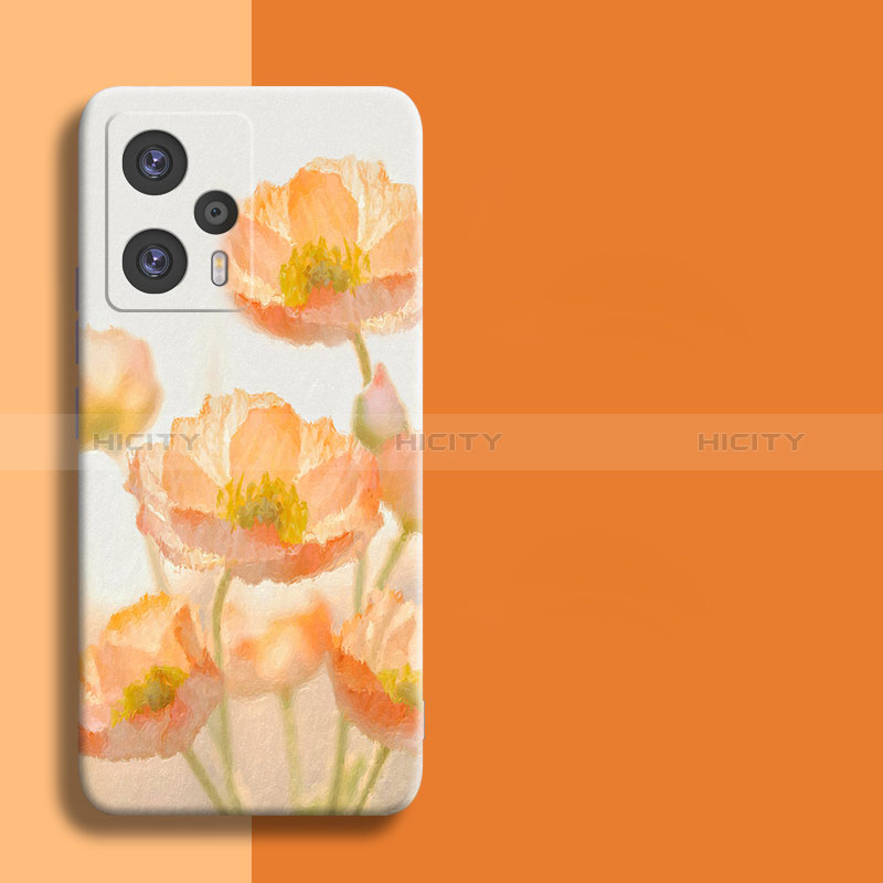 Coque Silicone Fleurs Souple Couleur Unie pour Xiaomi Redmi Note 12 Turbo 5G Orange Plus