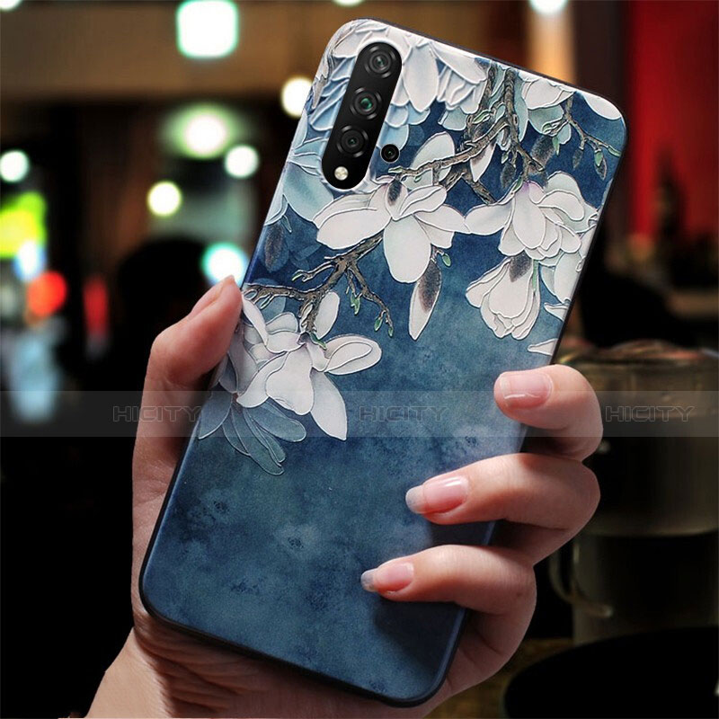 Coque Silicone Fleurs Souple Couleur Unie S01 pour Huawei Honor 20S Bleu Plus