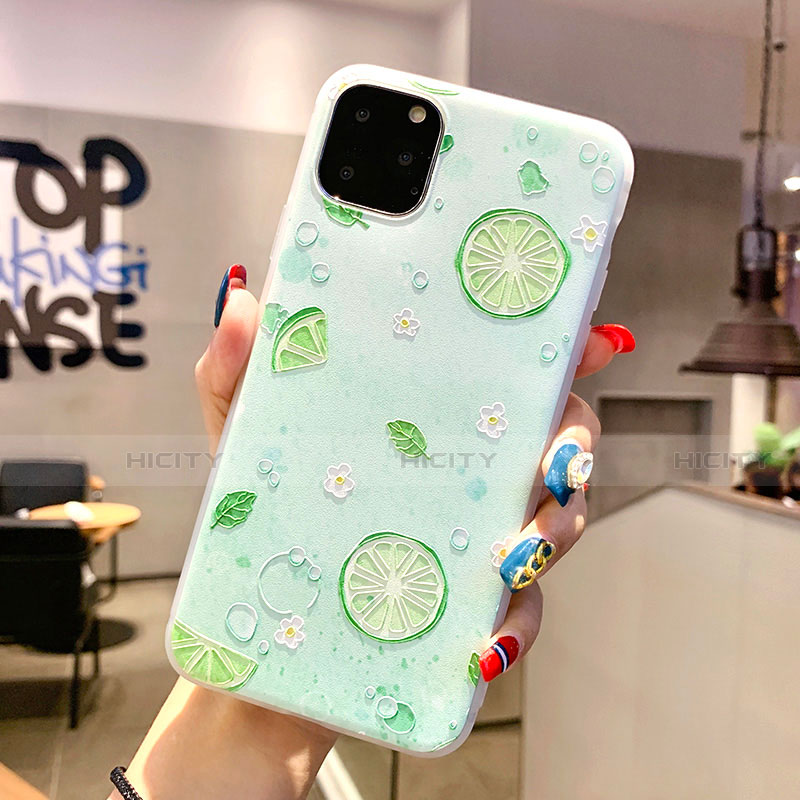 Coque Silicone Fruit Souple Couleur Unie Etui Housse C01 pour Apple iPhone 11 Pro Vert Plus