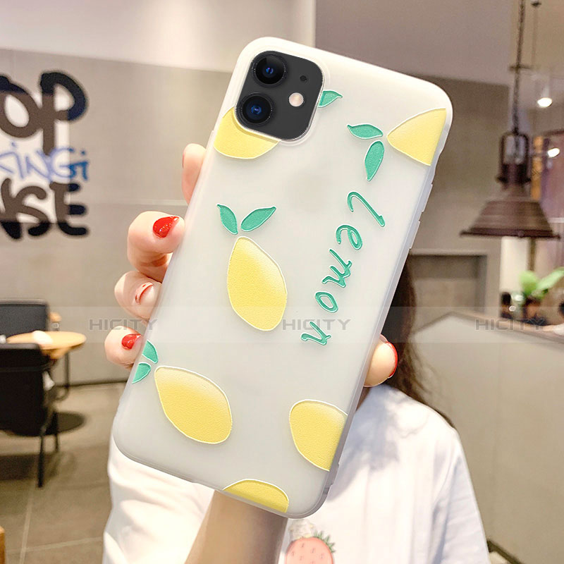 Coque Silicone Fruit Souple Couleur Unie Etui Housse H02 pour Apple iPhone 11 Jaune Plus