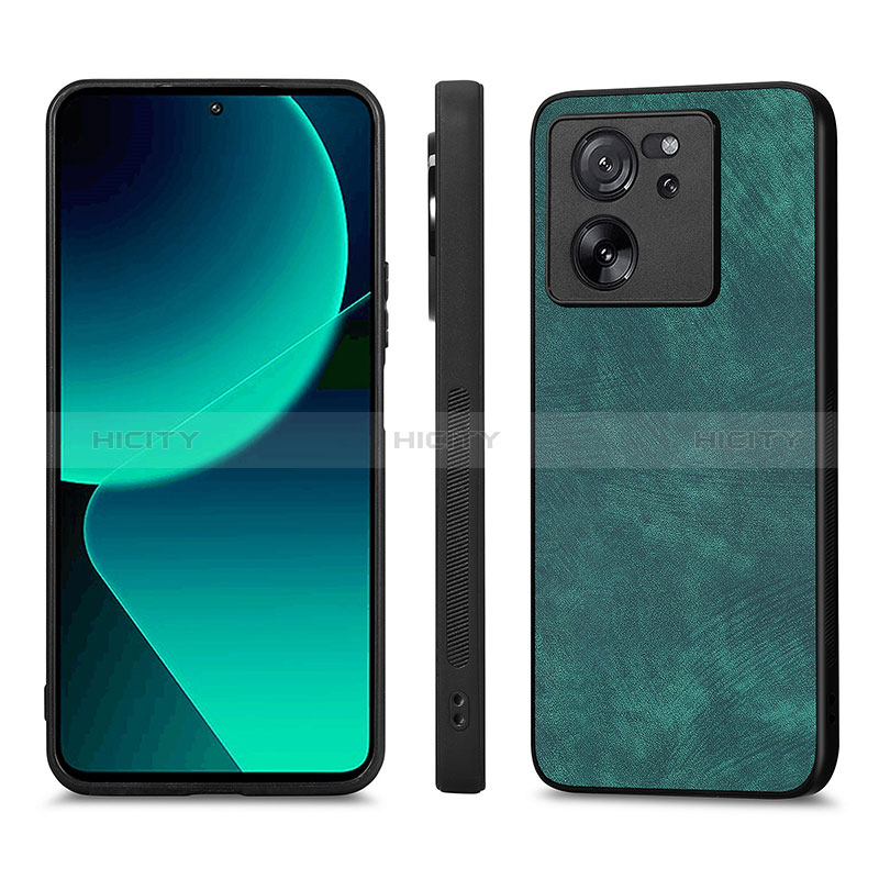 Coque Silicone Gel Motif Cuir Housse Etui AD1 pour Xiaomi Mi 13T Pro 5G Vert Plus