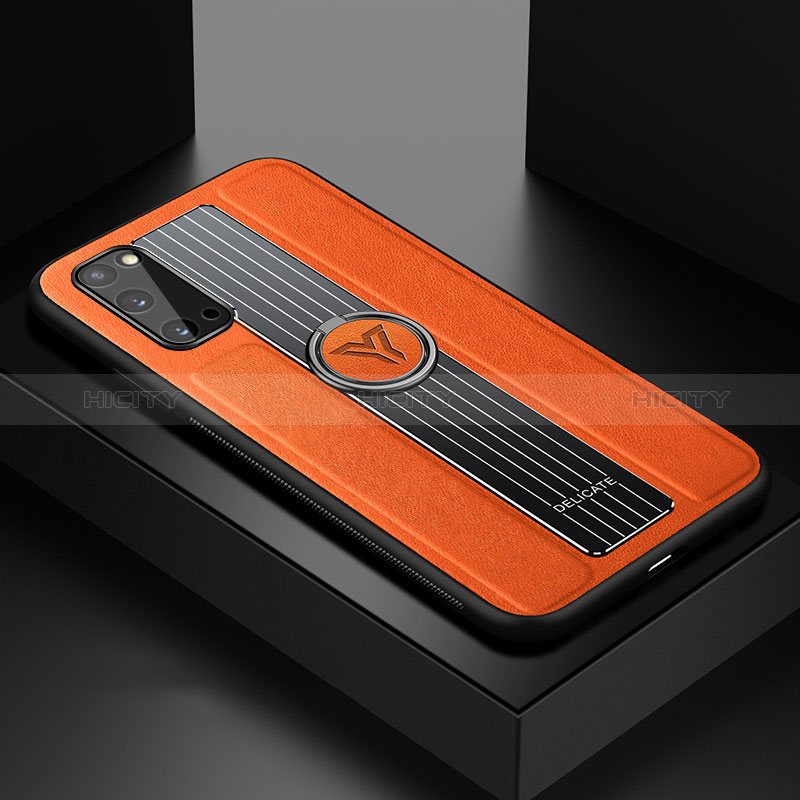 Coque Silicone Gel Motif Cuir Housse Etui avec Magnetique FL1 pour Samsung Galaxy S20 Orange Plus
