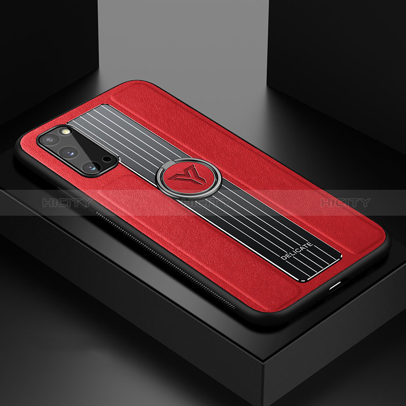 Coque Silicone Gel Motif Cuir Housse Etui avec Magnetique FL1 pour Samsung Galaxy S20 Rouge Plus