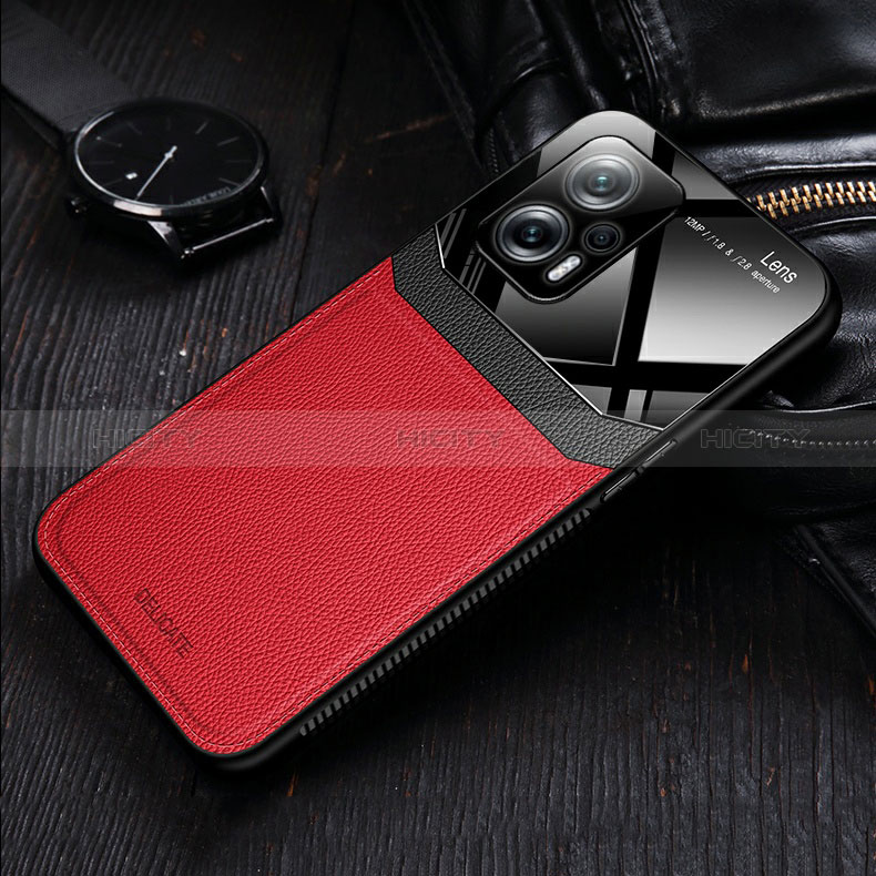 Coque Silicone Gel Motif Cuir Housse Etui avec Magnetique FL2 pour Xiaomi Redmi Note 12T Pro 5G Plus