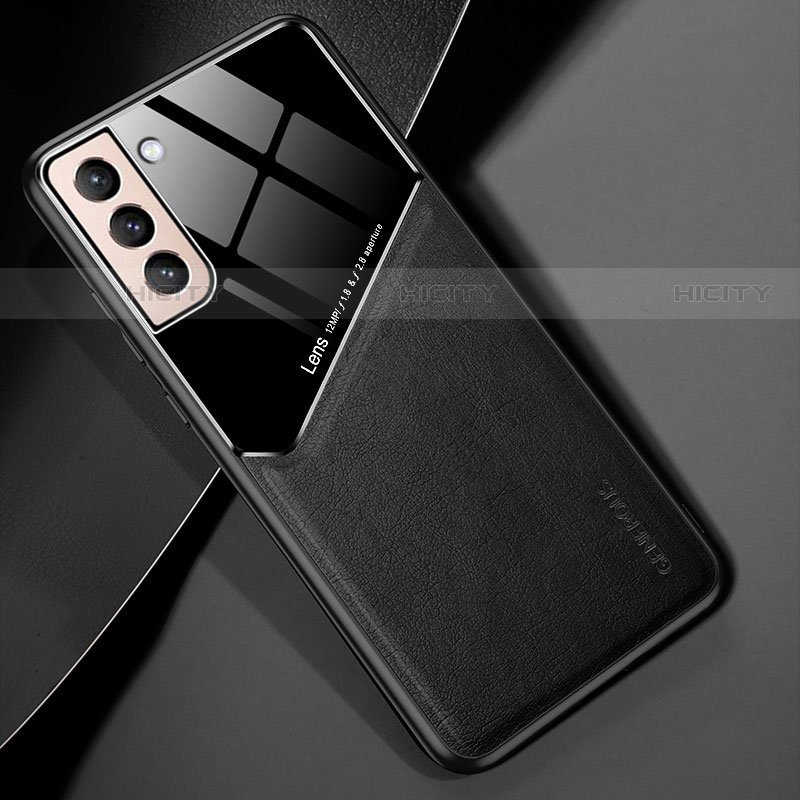 Coque Silicone Gel Motif Cuir Housse Etui avec Magnetique M01 pour Samsung Galaxy S23 5G Noir Plus