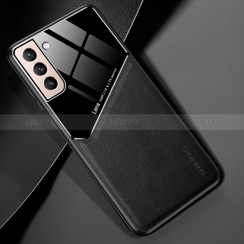 Coque Silicone Gel Motif Cuir Housse Etui avec Magnetique M01 pour Samsung Galaxy S24 5G Noir Plus