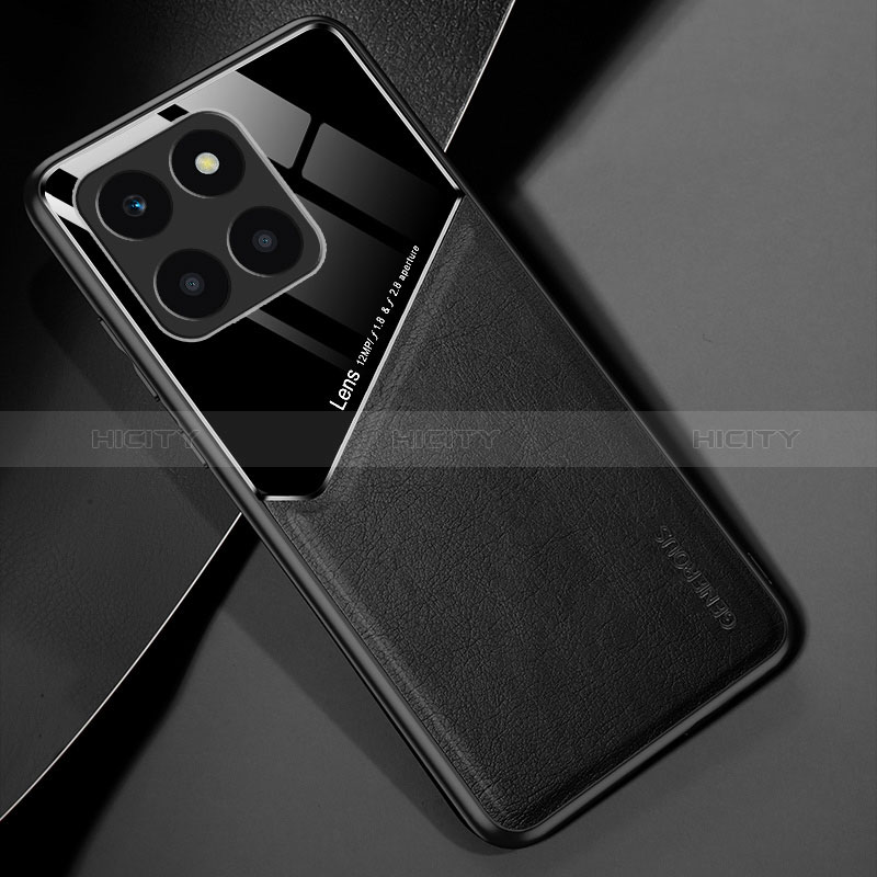 Coque Silicone Gel Motif Cuir Housse Etui avec Magnetique pour Huawei Honor X8b Noir Plus