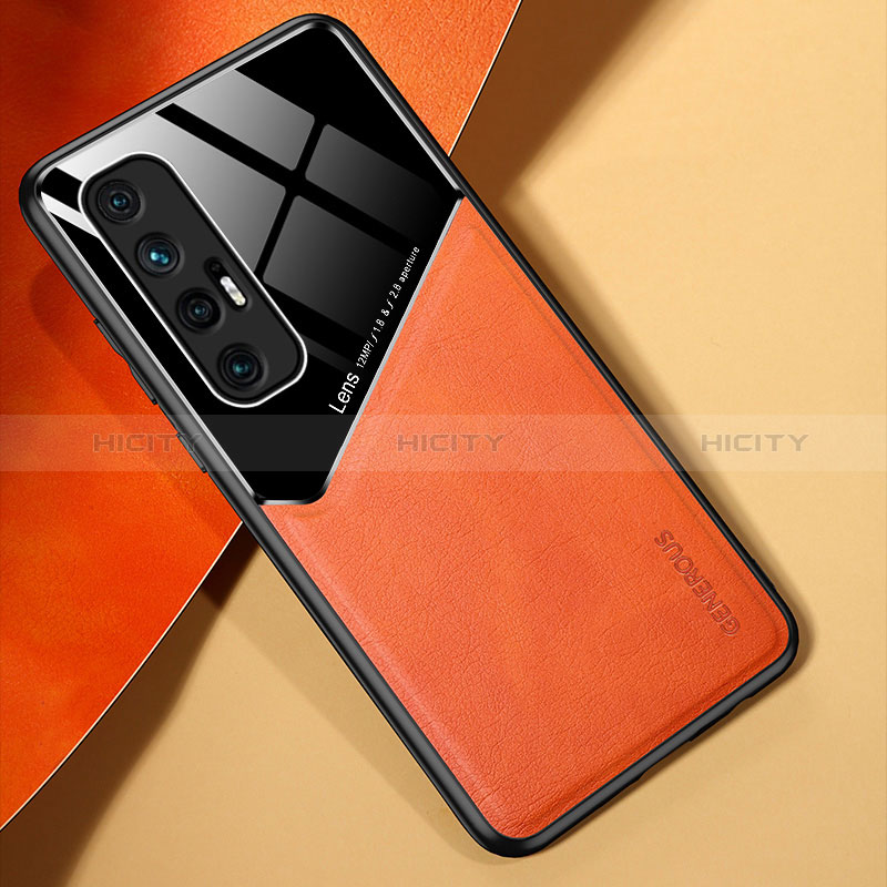 Coque Silicone Gel Motif Cuir Housse Etui avec Magnetique pour Xiaomi Mi 10S 5G Orange Plus