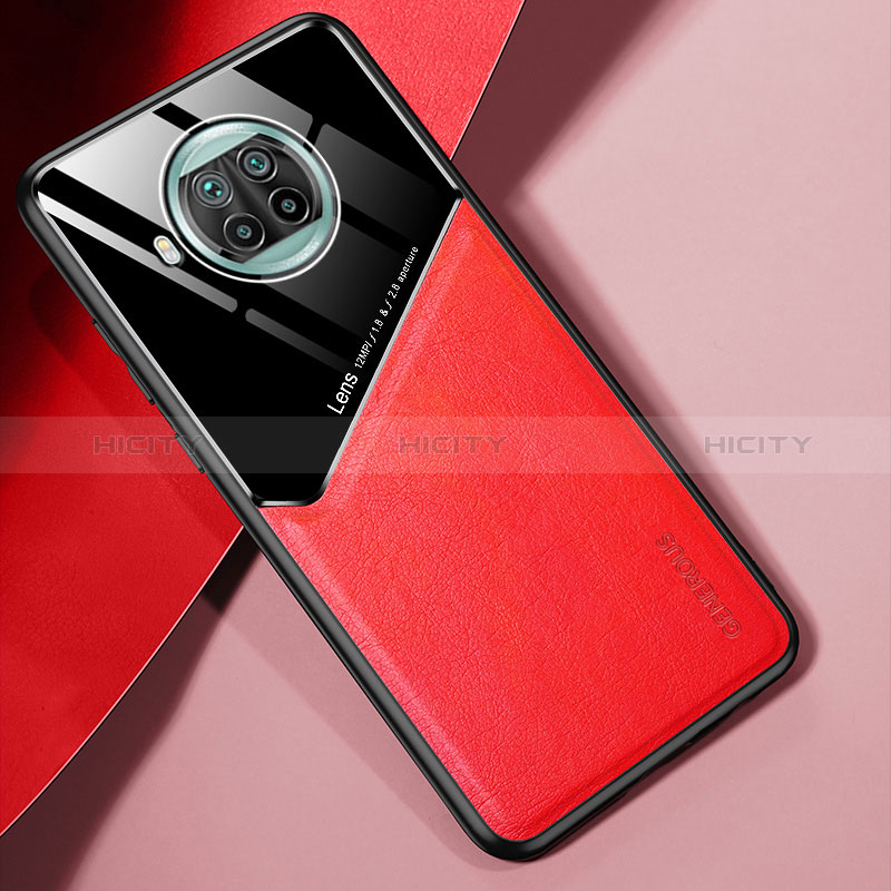 Coque Silicone Gel Motif Cuir Housse Etui avec Magnetique pour Xiaomi Mi 10T Lite 5G Rouge Plus