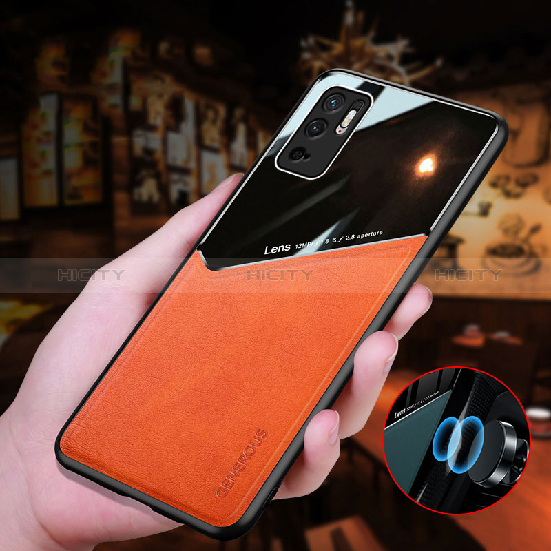 Coque Silicone Gel Motif Cuir Housse Etui avec Magnetique pour Xiaomi POCO M3 Pro 5G Plus