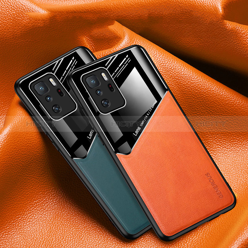 Coque Silicone Gel Motif Cuir Housse Etui avec Magnetique pour Xiaomi Poco X3 GT 5G Plus