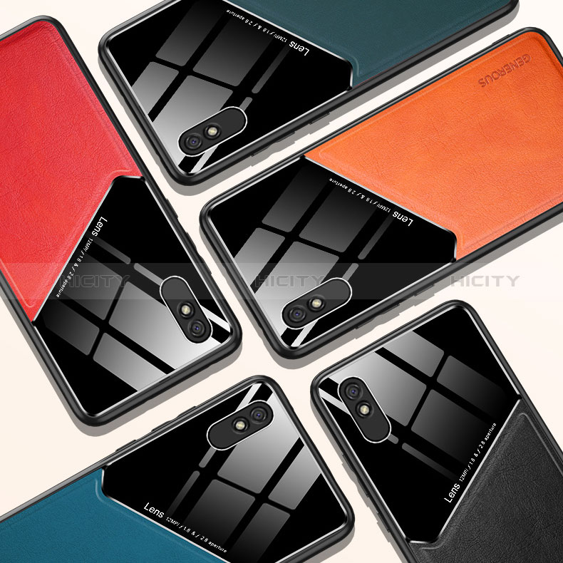 Coque Silicone Gel Motif Cuir Housse Etui avec Magnetique pour Xiaomi Redmi 9A Plus