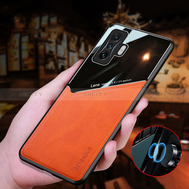 Coque Silicone Gel Motif Cuir Housse Etui avec Magnetique pour Xiaomi Redmi K50 Gaming 5G Plus