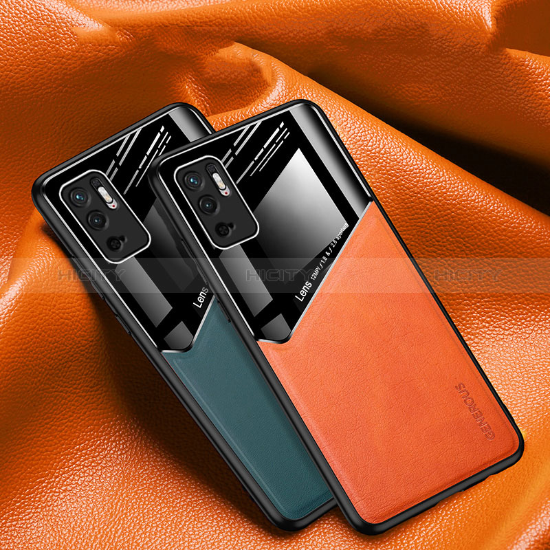 Coque Silicone Gel Motif Cuir Housse Etui avec Magnetique pour Xiaomi Redmi Note 10 5G Plus