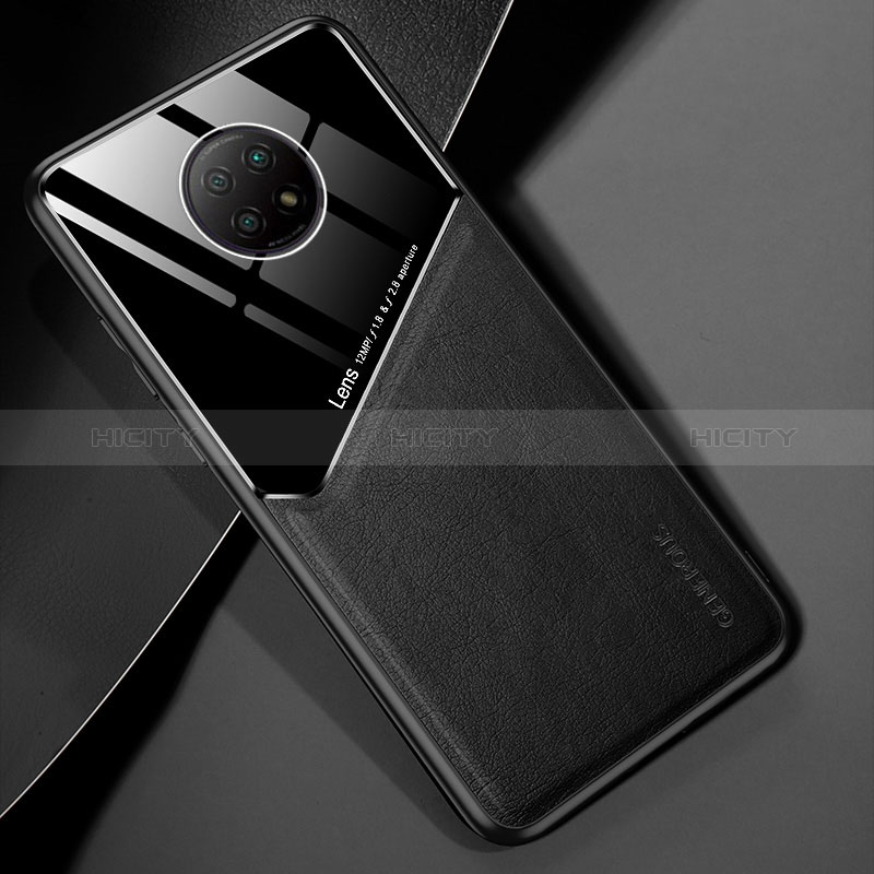 Coque Silicone Gel Motif Cuir Housse Etui avec Magnetique pour Xiaomi Redmi Note 9T 5G Noir Plus