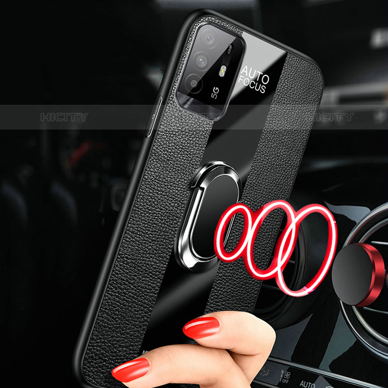 Coque Silicone Gel Motif Cuir Housse Etui avec Magnetique S01 pour Oppo F19 Pro+ Plus 5G Plus