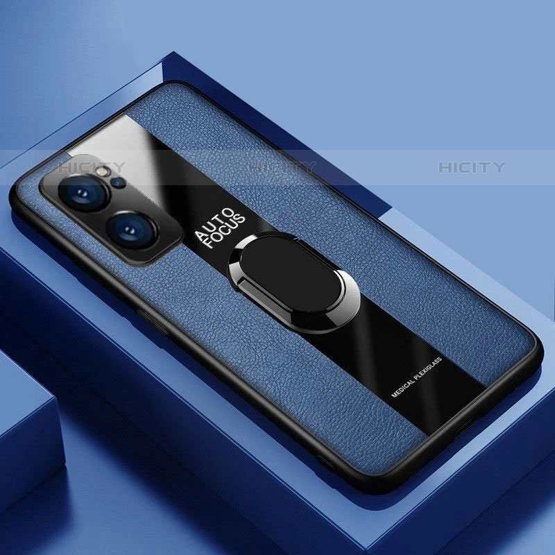 Coque Silicone Gel Motif Cuir Housse Etui avec Magnetique S01 pour Oppo Reno7 Pro 5G Bleu Plus