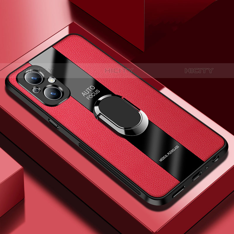 Coque Silicone Gel Motif Cuir Housse Etui avec Magnetique S01 pour Oppo Reno7 Z 5G Rouge Plus