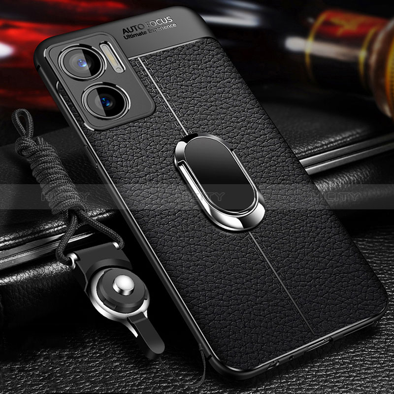 Coque Silicone Gel Motif Cuir Housse Etui avec Magnetique S01 pour Xiaomi Redmi 11 Prime 5G Noir Plus