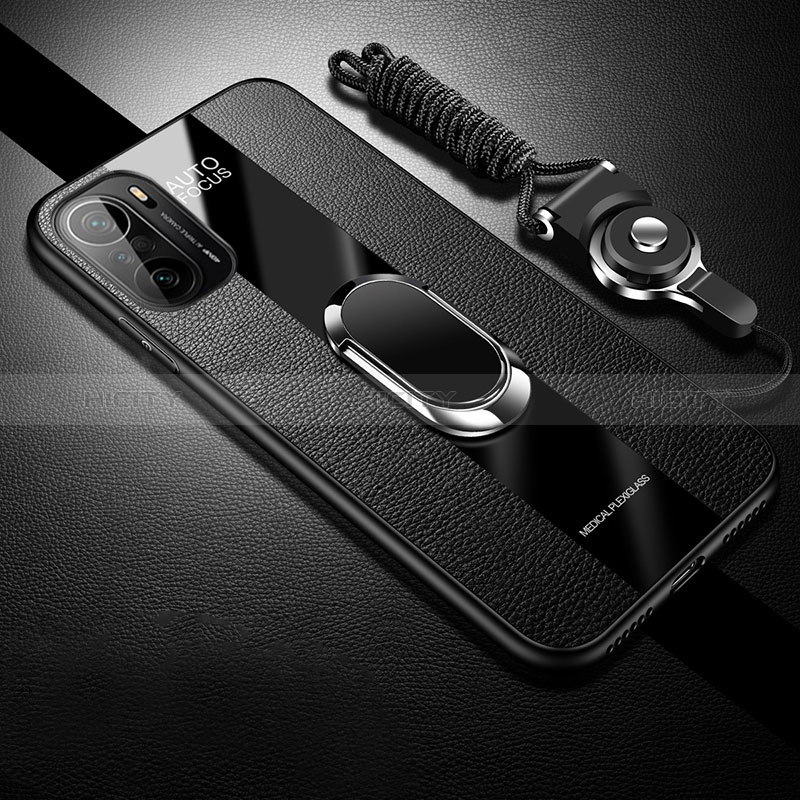 Coque Silicone Gel Motif Cuir Housse Etui avec Magnetique S01 pour Xiaomi Redmi K40 Pro 5G Noir Plus