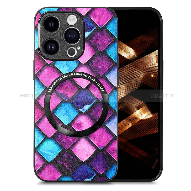 Coque Silicone Gel Motif Cuir Housse Etui avec Magnetique S01D pour Apple iPhone 13 Pro Max Plus