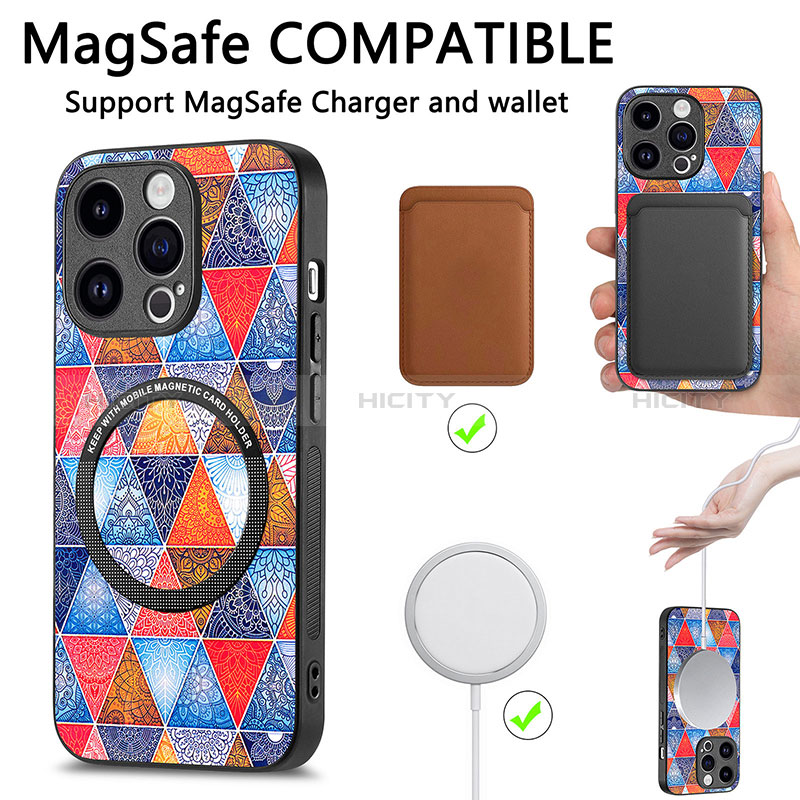 Coque Silicone Gel Motif Cuir Housse Etui avec Magnetique S01D pour Apple iPhone 13 Pro Plus