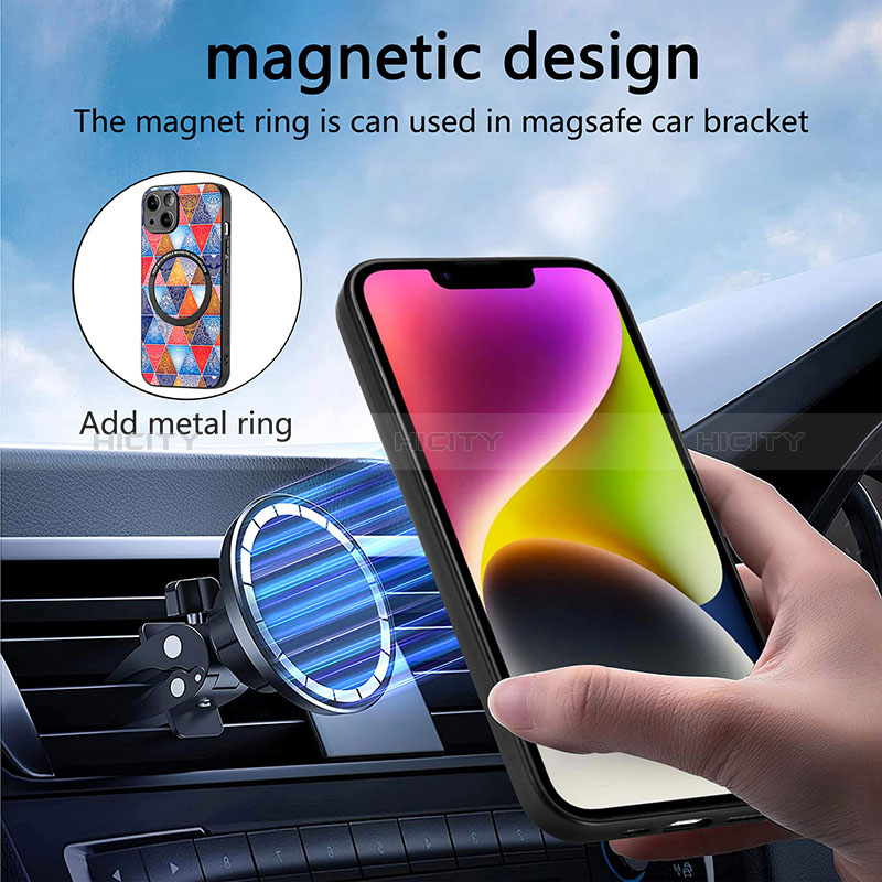 Coque Silicone Gel Motif Cuir Housse Etui avec Magnetique S01D pour Apple iPhone 14 Plus Plus