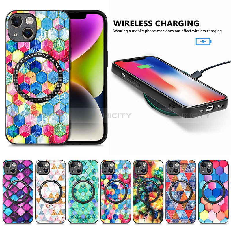 Coque Silicone Gel Motif Cuir Housse Etui avec Magnetique S01D pour Apple iPhone 15 Plus