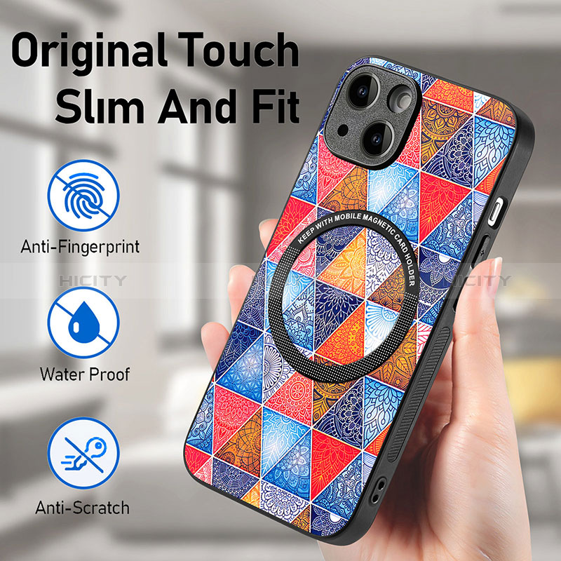 Coque Silicone Gel Motif Cuir Housse Etui avec Magnetique S01D pour Apple iPhone 15 Plus