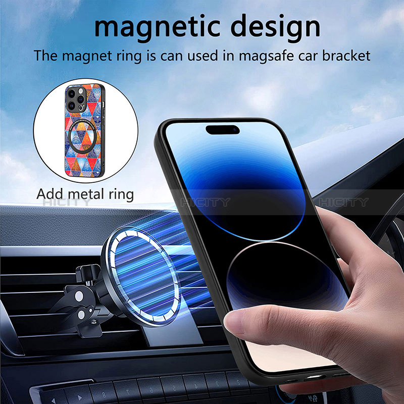 Coque Silicone Gel Motif Cuir Housse Etui avec Magnetique S01D pour Apple iPhone 15 Pro Max Plus